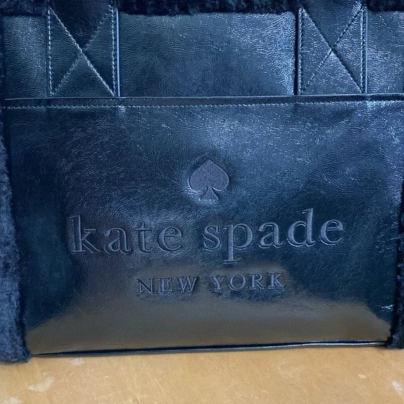 Kate Spade Black Tote large Faux Sherling KE517
